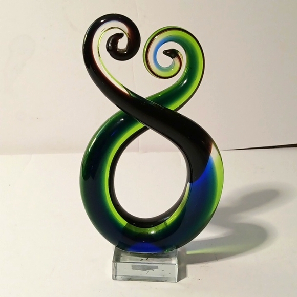 Murano Green and Blue Glass Art Sculpture